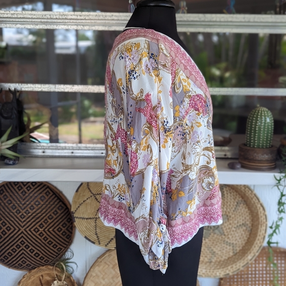 Free People Catch Me If You Can Small Oversized V-neck Peasant Blouse Pastel - Picture 8 of 16